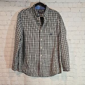 Chaps button front plaid shirt size M